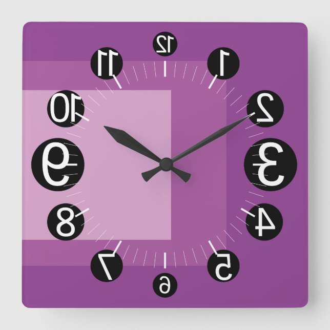 RELOJ CUADRADO GEOMESKY NUMBERS UPSIDE DOWN BY MASANSER PIXELAT (Anverso)