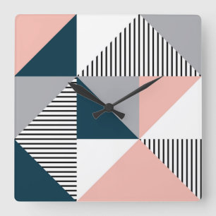 Reloj Cuadrado Geometría coloreada abstracta