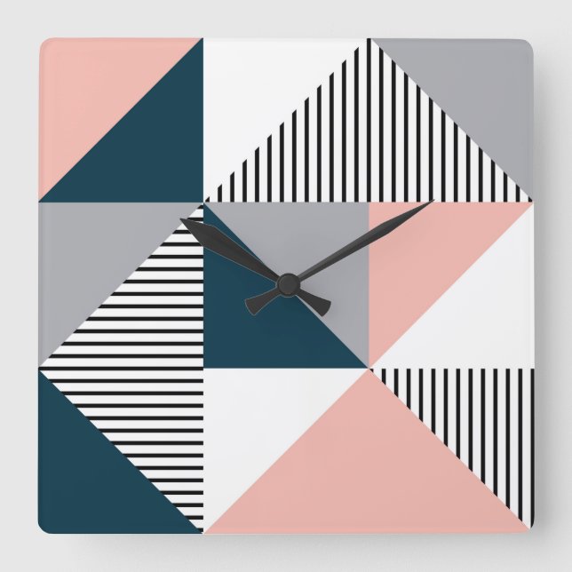Reloj Cuadrado Geometría coloreada abstracta (Anverso)