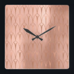 Reloj Cuadrado Geometría de cobre de oro Rosa Art Deco Mínima<br><div class="desc">Florencia de diseño italiano - moda de lujo florenciaK</div>