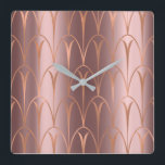 Reloj Cuadrado Geometría de cobre de oro Rosa Art Deco Mínima<br><div class="desc">Florencia de diseño italiano - moda de lujo florenciaK</div>
