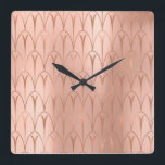 Reloj Cuadrado Geometría de cobre de Rosa Art Deco Elegante<br><div class="desc">Florencia de diseño italiano - moda de lujo florenciaK</div>