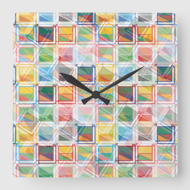 Reloj Cuadrado Geometria de Geomesky by Masanser Pixelat (Anverso)