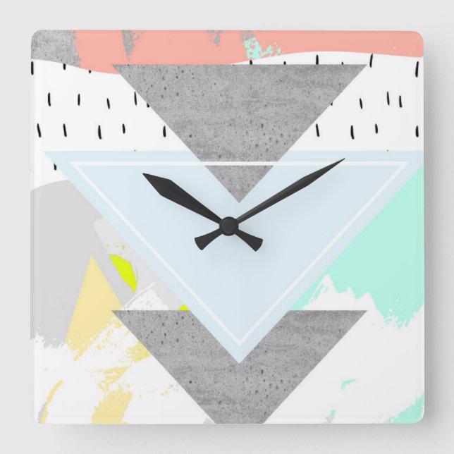 Reloj Cuadrado Geometric Art Print (Anverso)