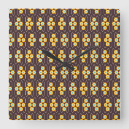 Reloj Cuadrado Geometric pattern with orange and blue hexagons