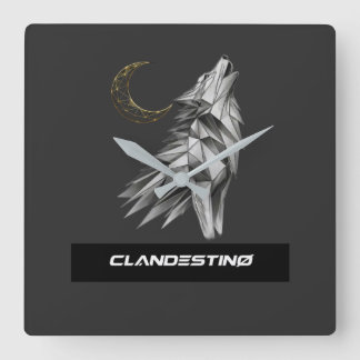 Reloj Cuadrado Geometric Wolf Moon Wall Clock