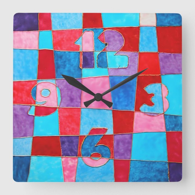 Reloj Cuadrado geometrical colorful pattern (Anverso)