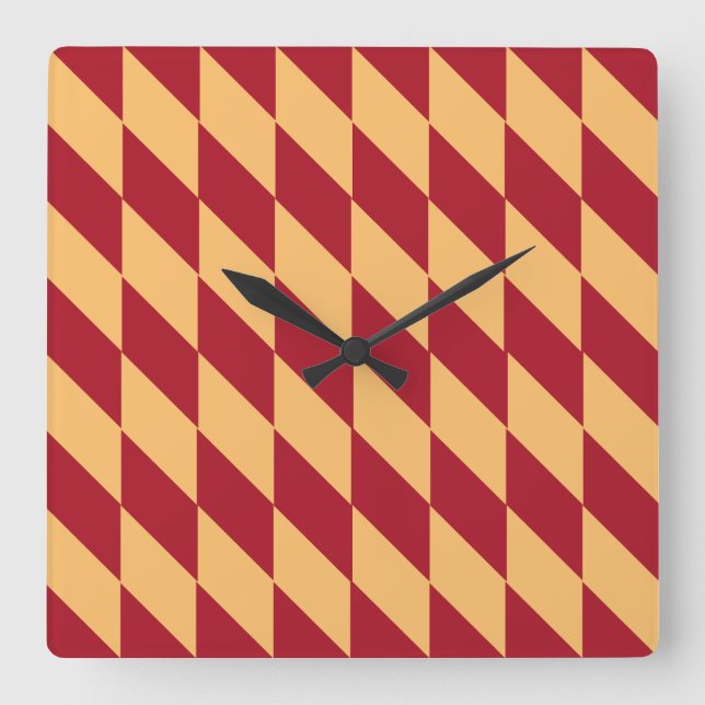Reloj Cuadrado Geométrico Amarillo y Rojo (Anverso)