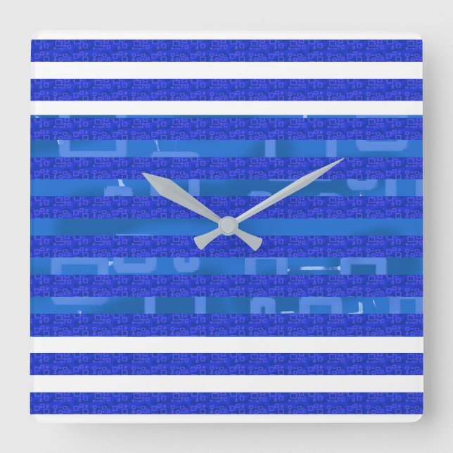 Reloj Cuadrado Geométrico Azul (Anverso)