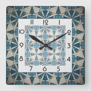 Reloj Cuadrado Geométrico azul moderno