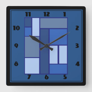 Reloj Cuadrado Geométrico cuadrado azul - forma y color de la