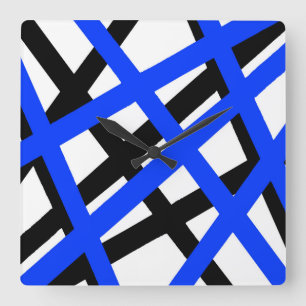 Reloj Cuadrado Geométrico de banda negra azul