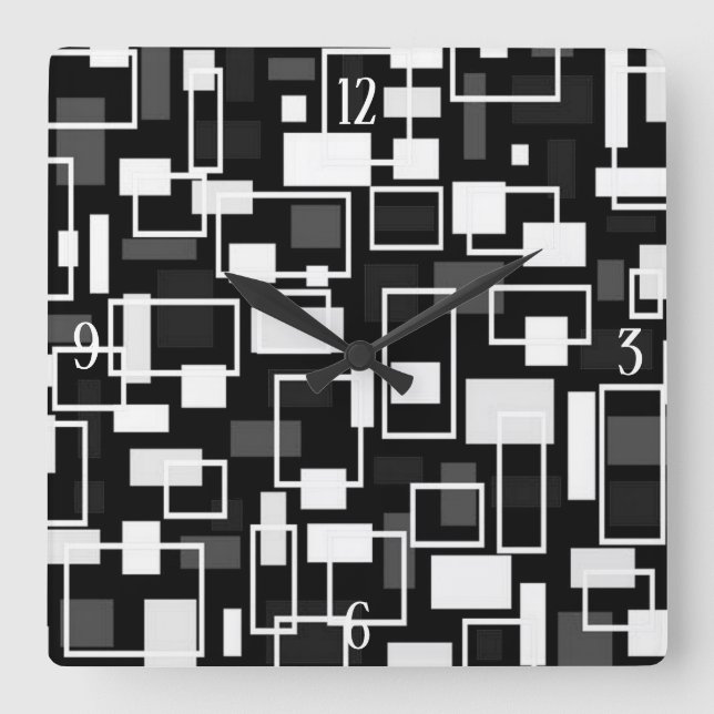 Reloj Cuadrado Geométrico de Mod de Mid Century (Anverso)