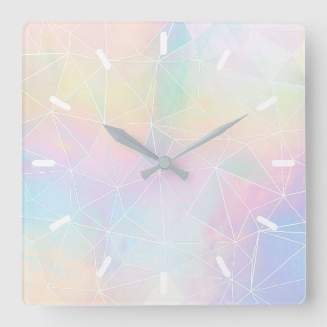 Reloj Cuadrado geométrico en colores pastel (Anverso)