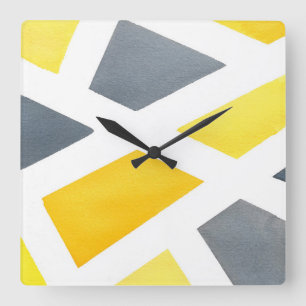 Reloj Cuadrado Geométrico gris amarillo