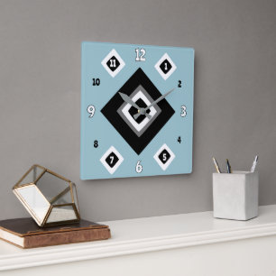 Reloj Cuadrado Geométrico Gris azul