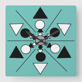 Reloj Cuadrado Geométrico Gris Negro Blanco Moderno Minimalista