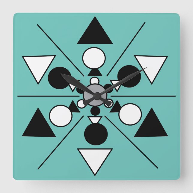 Reloj Cuadrado Geométrico Gris Negro Blanco Moderno Minimalista (Anverso)