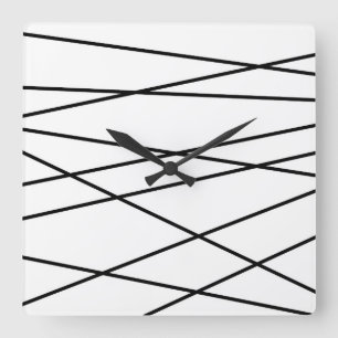 Reloj Cuadrado Geométrico linear blanco y negro