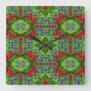 Reloj Cuadrado Geométrico rojo, verde y azul