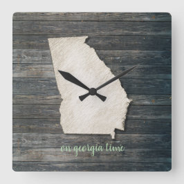 Reloj Cuadrado Georgia Wall Clock – Rustic Farmhouse State Decor