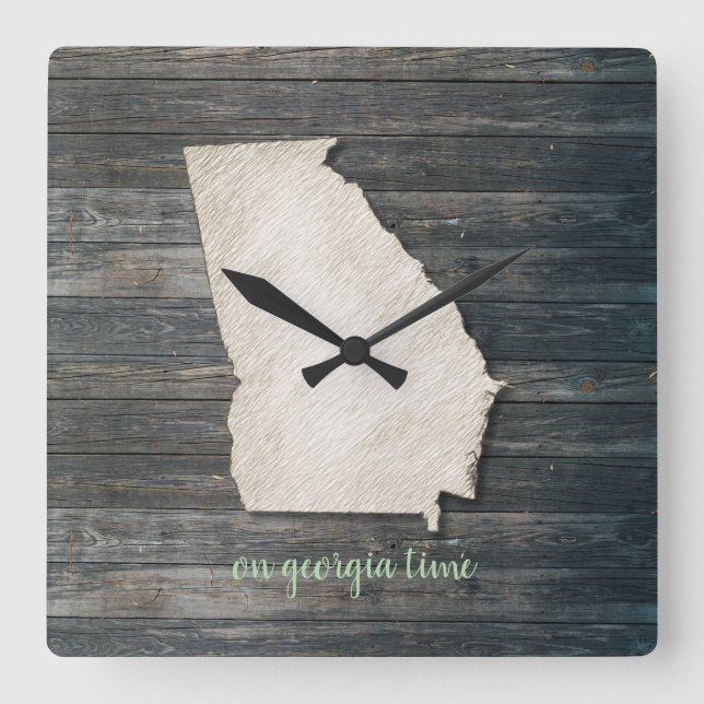 Reloj Cuadrado Georgia Wall Clock – Rustic Farmhouse State Decor (Anverso)
