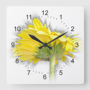 Reloj Cuadrado gerbera daisy amarillo