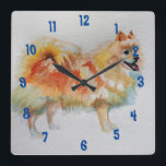 Reloj Cuadrado German Spitz Pomeranian Dog dogs Childs Room Clock<br><div class="desc">German Spitz Pomeranian Dog dogs Childs Room Clock. Designed from my original watercolour art.</div>