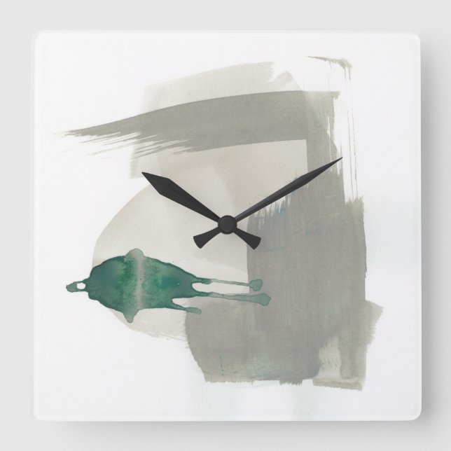 Reloj Cuadrado Gestos terrosos - gris y verde (Anverso)
