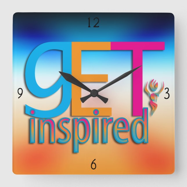 Reloj Cuadrado Get Inspired ~ Original Square Wall Clock (Anverso)