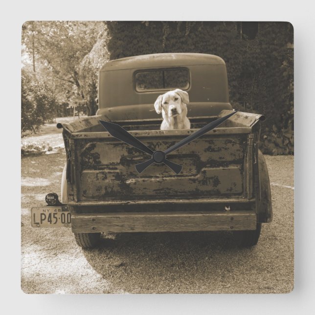 Reloj Cuadrado Get Out of Dodge - Dog Photograph (Anverso)