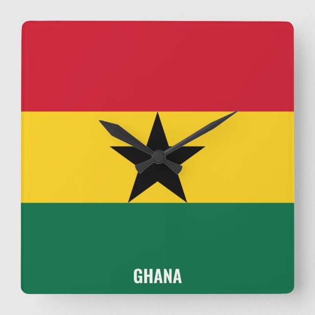 Reloj Cuadrado Ghana Flag Dazzling Patriotic (Anverso)