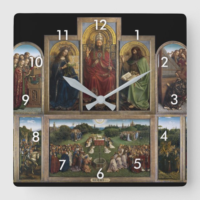 Reloj Cuadrado Ghent Altarpiece (detalle), Van Eyck Brothers (Anverso)