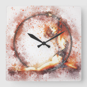 Reloj Cuadrado Gimnasta del gimnasio del aro del anillo del