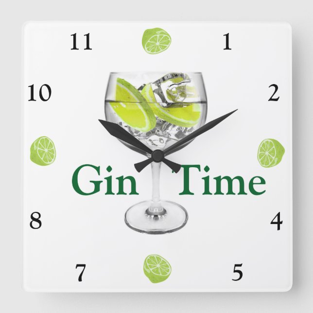 Reloj Cuadrado Gin Time Wall Clock (Anverso)