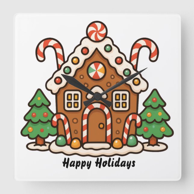 Reloj Cuadrado Gingerbread House  (Anverso)