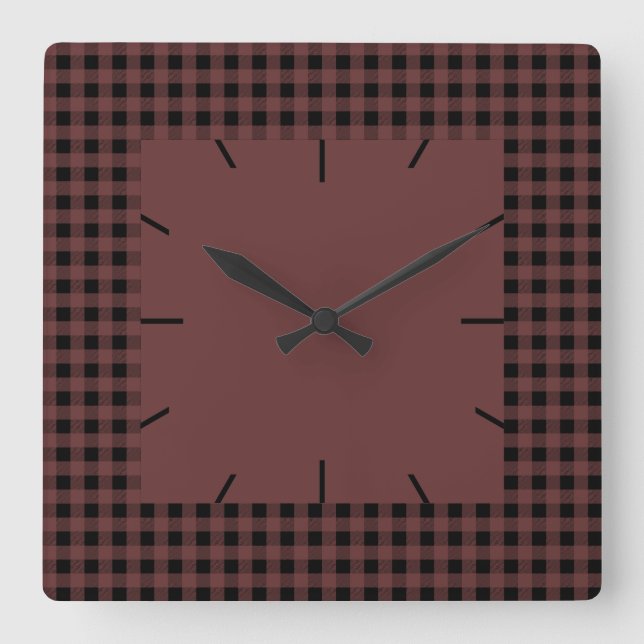 Reloj Cuadrado Gingham Brown y Black (Anverso)
