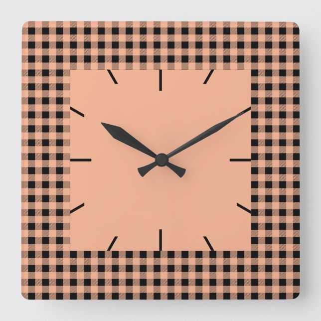 Reloj Cuadrado Gingham Melon y Black (Anverso)