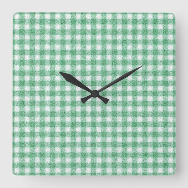 Reloj Cuadrado Gingham Verde Menta  (Anverso)