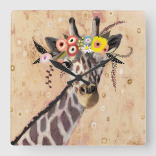 Reloj Cuadrado Girafa del Klimt  Corona De Flores