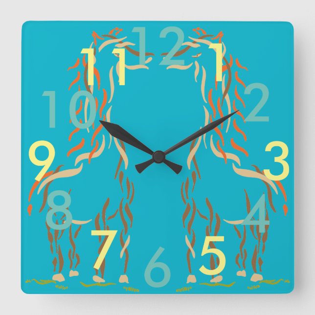 Reloj Cuadrado Giraffe Clock Fun Cute Animales Moderno Regalo Art (Anverso)