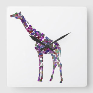 Reloj Cuadrado Giraffe de manchas multicolores