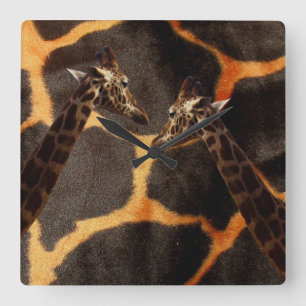 Reloj Cuadrado Giraffes On Giraffe Pattern Background,