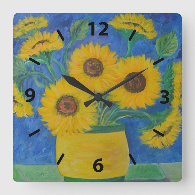 Reloj Cuadrado Girasol (Anverso)