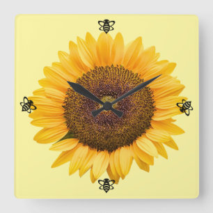 Reloj Cuadrado Girasol Bumble Bee Wall Cordón