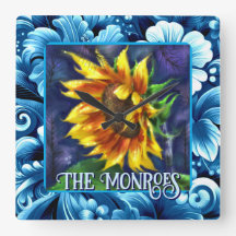Girasol en Flor Floral Personalizada Nocturna