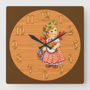Reloj Cuadrado Girl Doll With Flowers in Her Hair