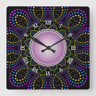 Reloj Cuadrado Giro de luz de fondo de color Groovy Time