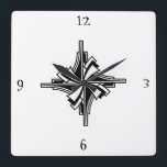 Reloj Cuadrado Giro geométrico en blanco y negro de Art Deco<br><div class="desc">Diseño Art Déco de giro geométrico en blanco y negro. Genial para ti mismo o como regalo.</div>