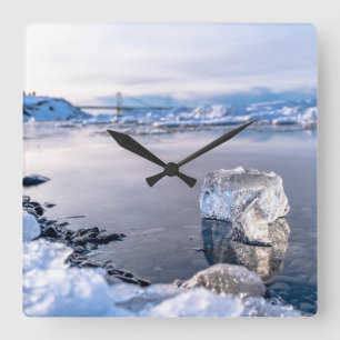 Reloj Cuadrado Glaciar Lagoon Iceberg